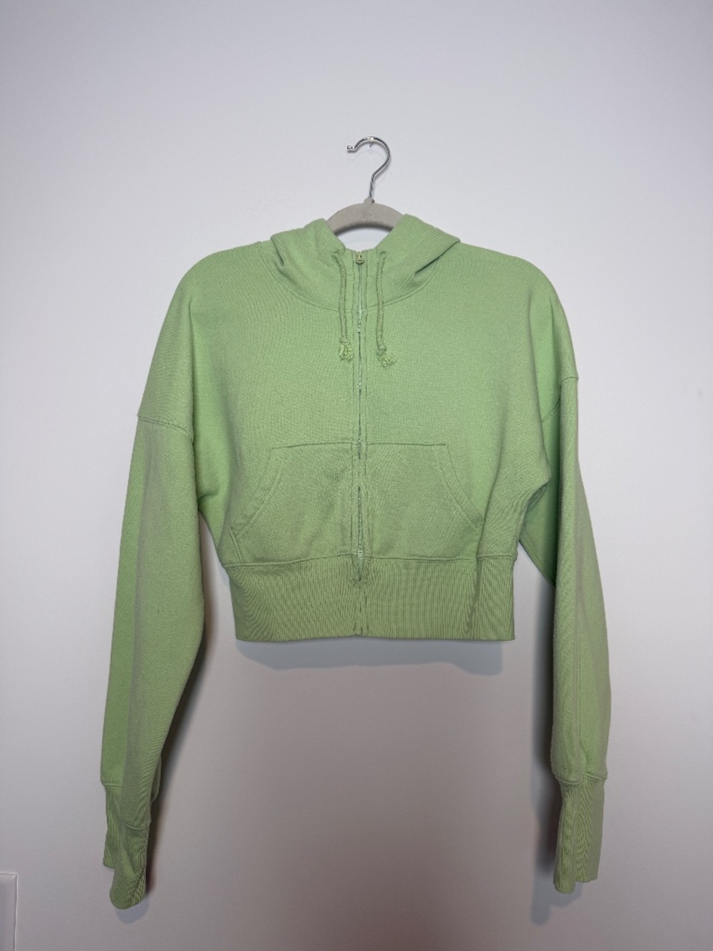 Wild Fable Lime Green Cropped Zip Up Hoodie Size Medium